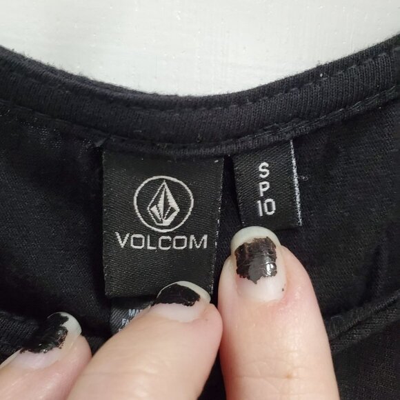 Volcom Women's Black Crinkle Back Cut Out Sleeveless Bodycon Dress Size S - Picture 2 of 6